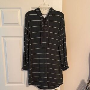 SOMA Striped Black and White Hoodie Dress